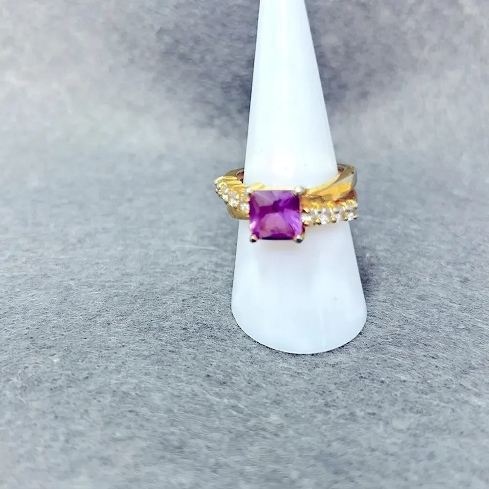 Vintage Purple Stone Ring from Thailand 4  on Each Side size 8